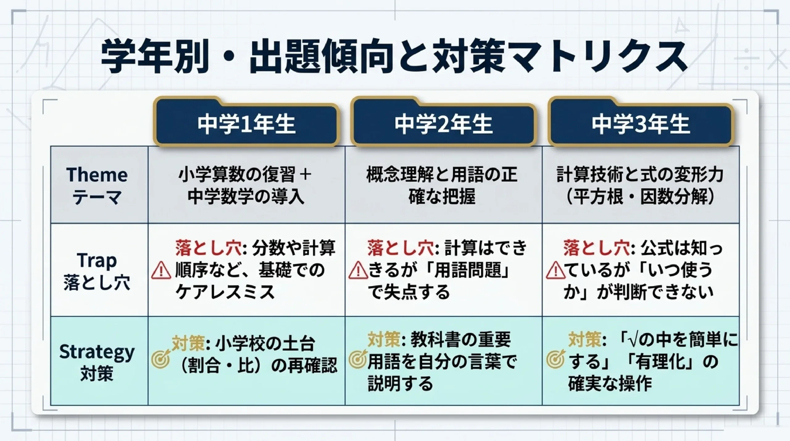 あざみ野中学校の定期テスト対策|数学の出題傾向と点数アップの勉強法|# 抽出テキスト