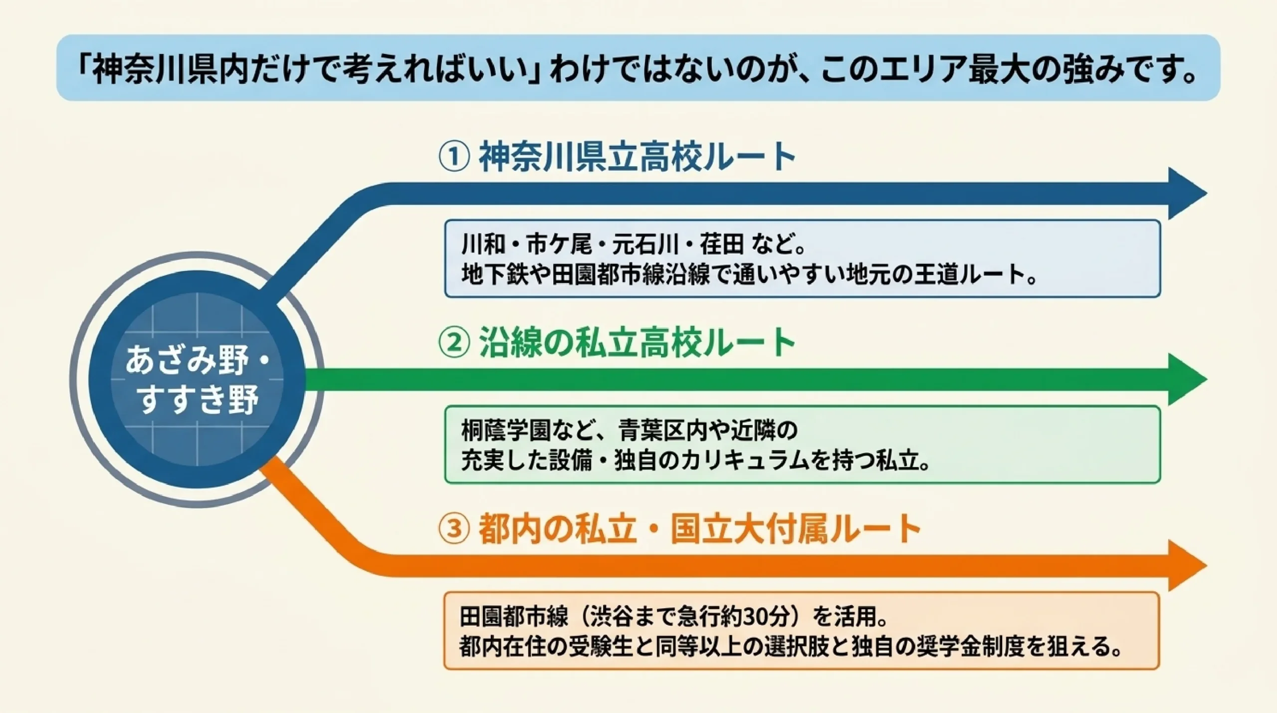 あざみ野・すすき野の子はどの高校へ?青葉区の高校選びと進路の広がりマップ