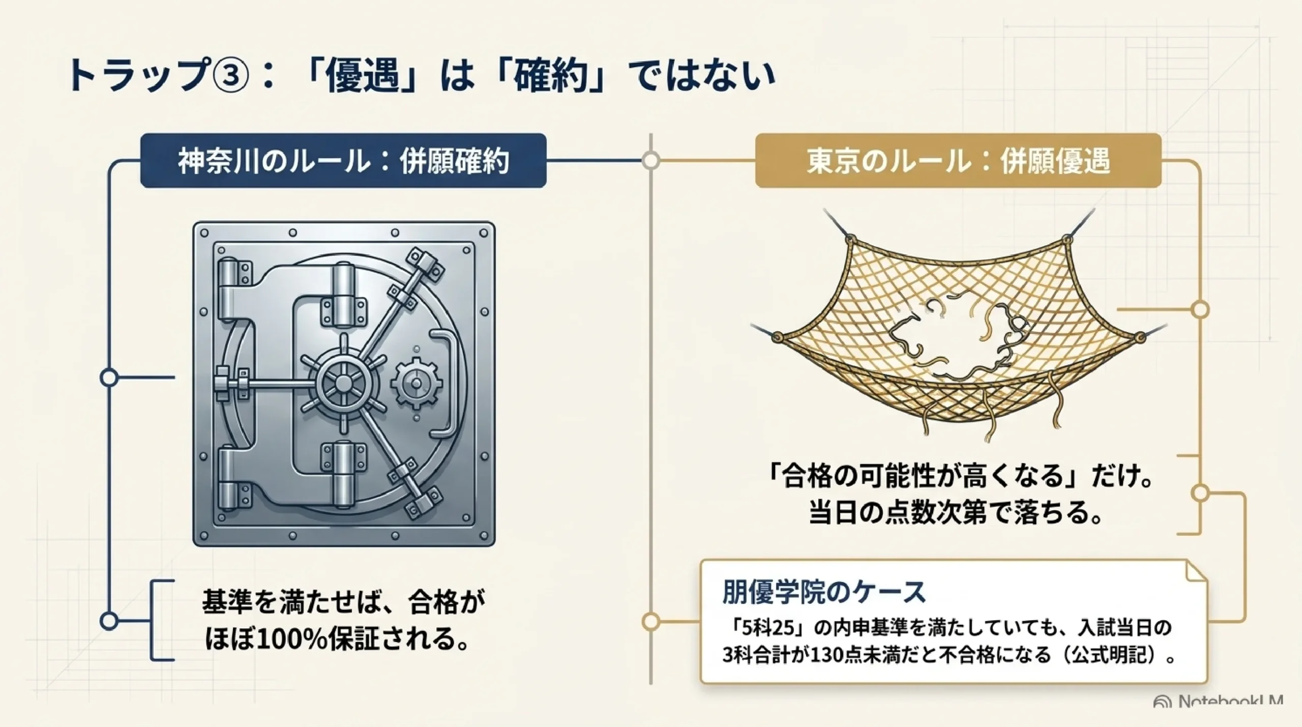 あざみ野・すすき野から通える東京私立の併願優遇｜神奈川の中学生が「押さえ」に使える高校｜図解スライド13