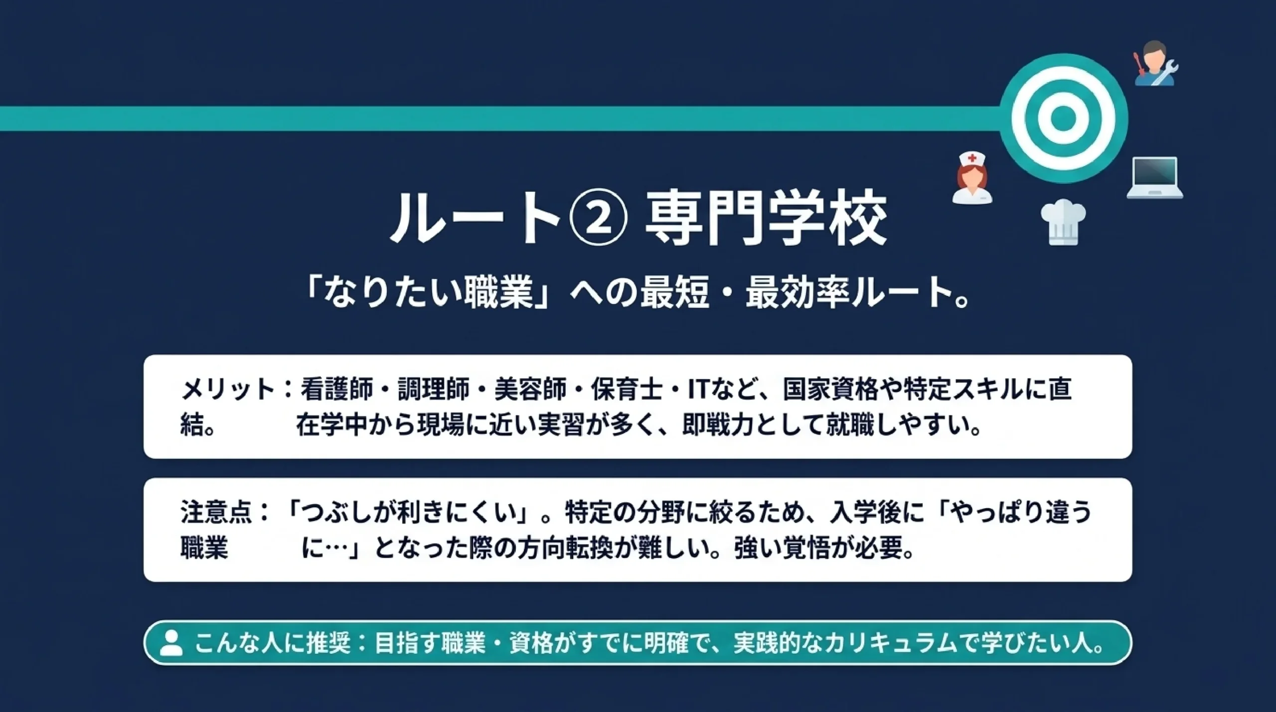 大学に行かないという選択肢｜高卒就職・専門・通信/夜間・ギャップイヤー｜ルート② 専門学校