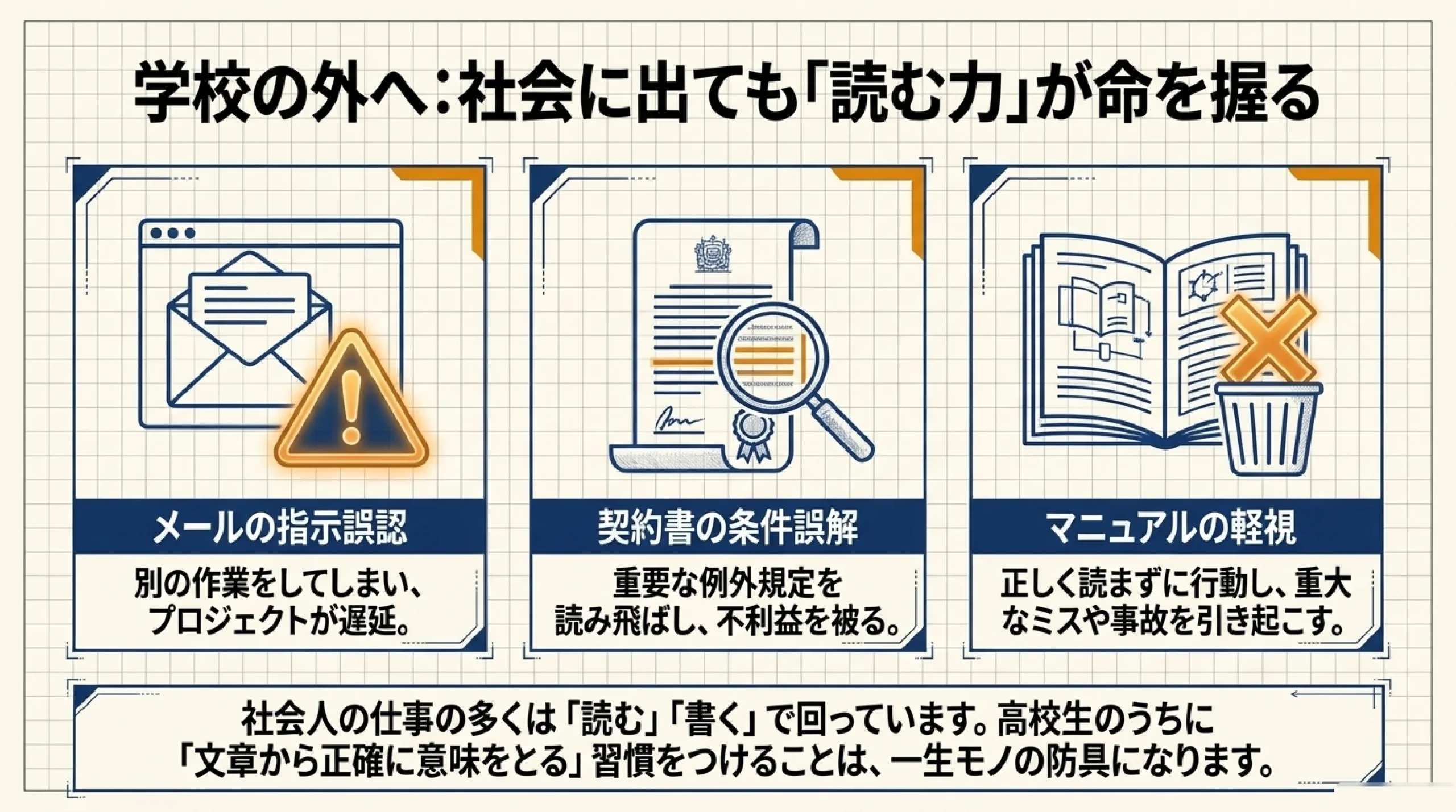 読解力はすべての教科・仕事の土台｜高校生のうちに伸ばす理由と方法｜図解スライド8