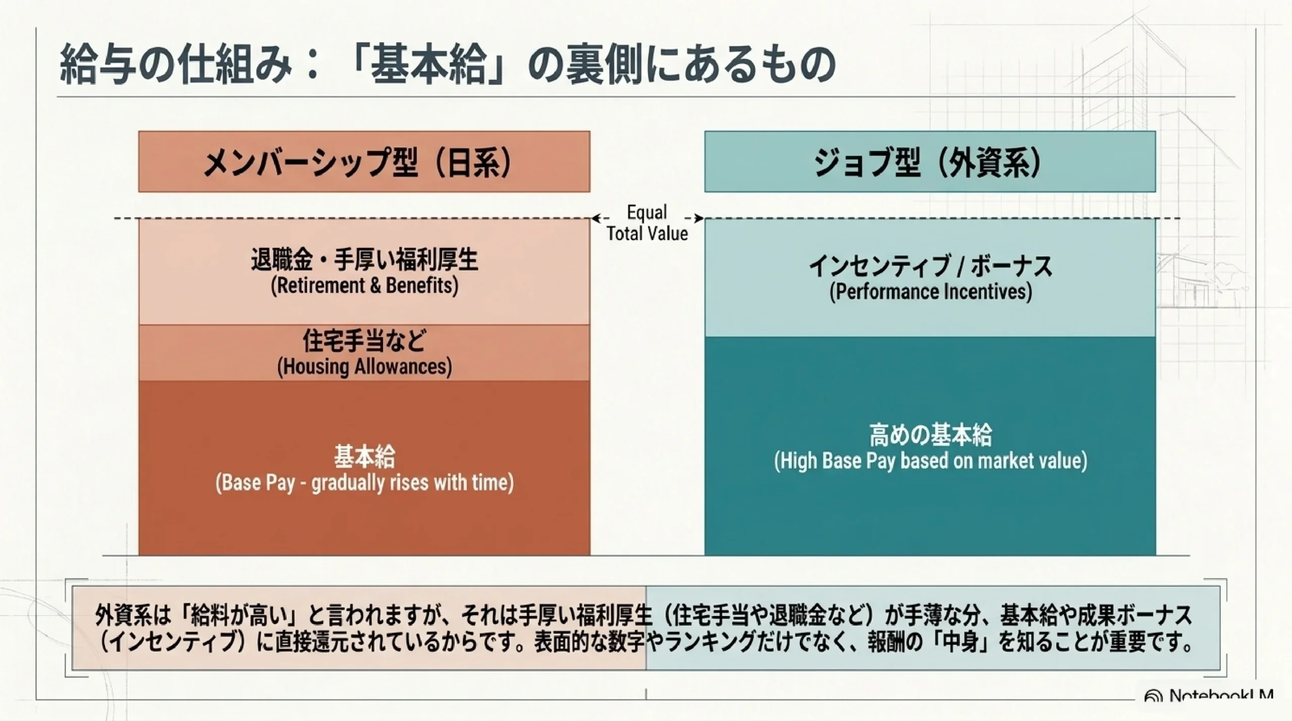 外資系企業とは？日系企業との違いを働き方・給与・評価で解説｜給与の仕組み：「基本給」の裏側にあるもの