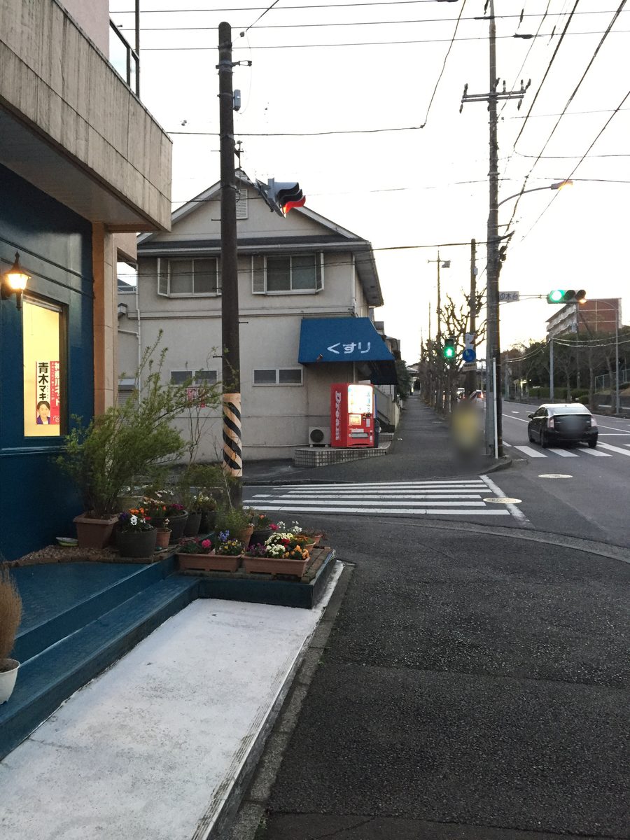 もみの木台交差点の横断歩道（MySTEPへの道順11）