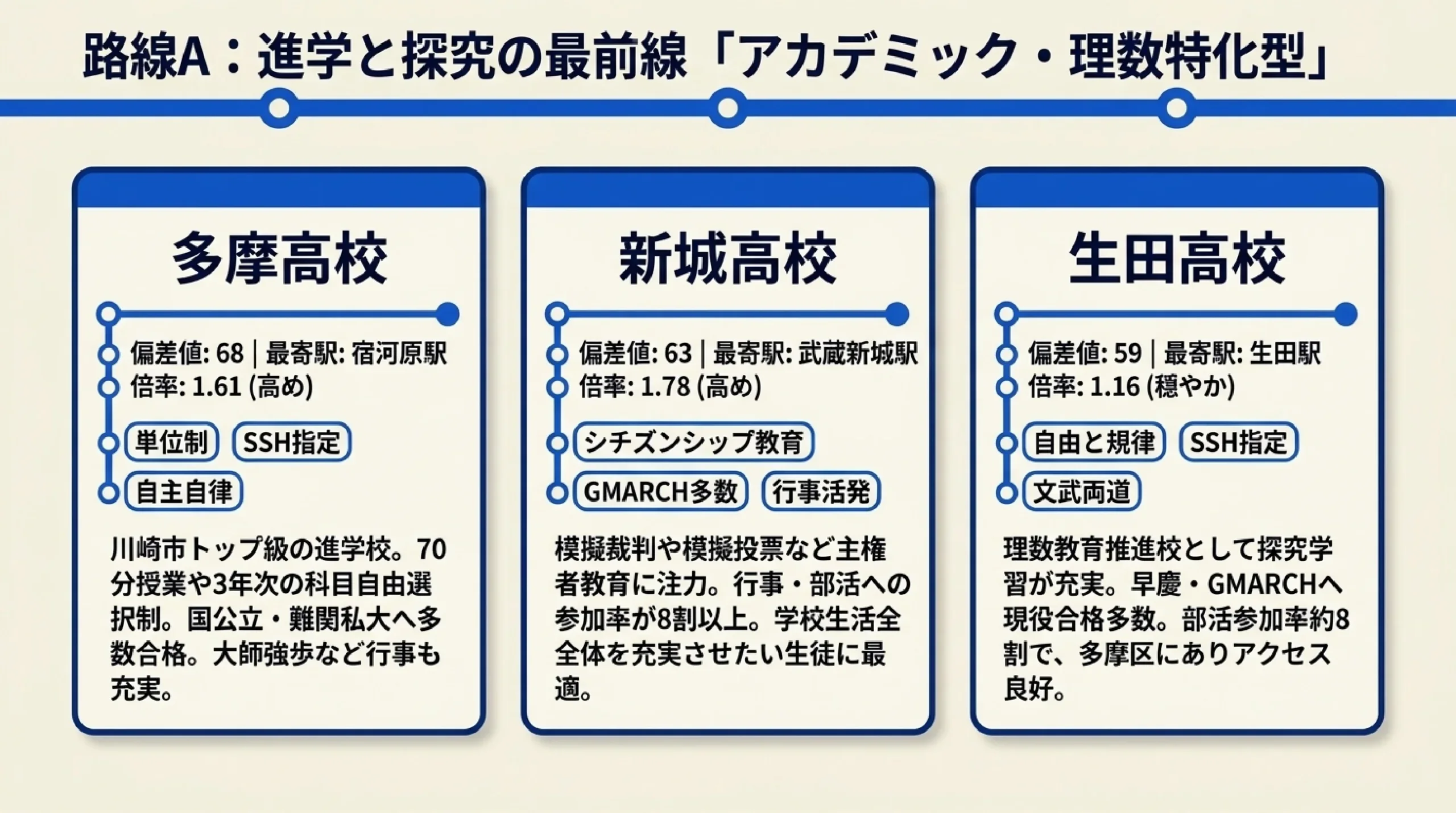 すすき野・新百合ヶ丘から通える公立高校まとめ|川崎・多摩区の高校を特色で選ぶ|図解スライド5