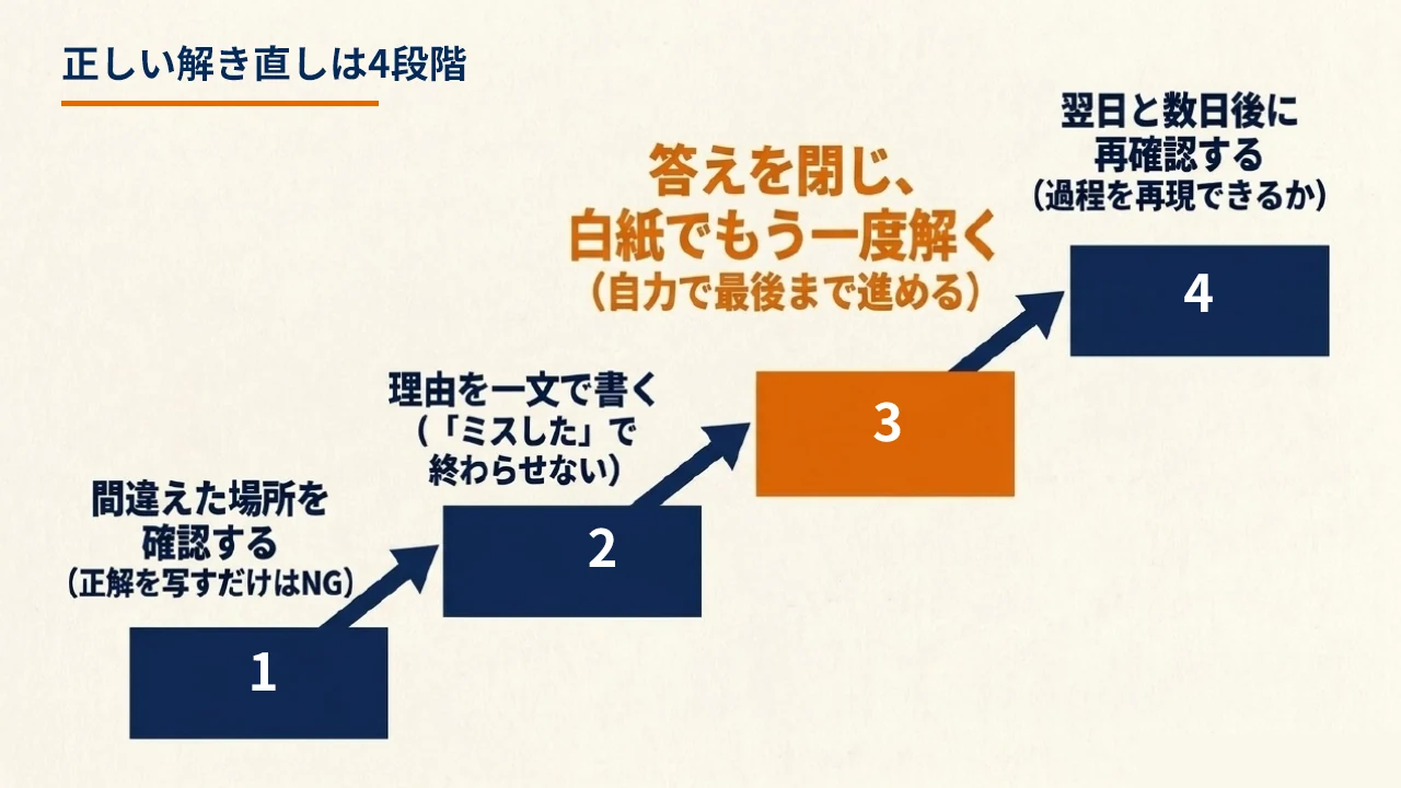 定期テストの正しい解き直し4段階｜あざみ野・すすき野の個別指導塾MySTEP
