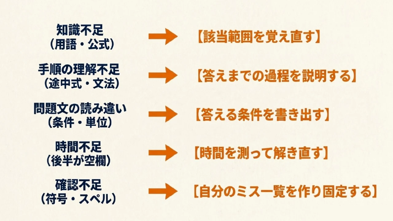 定期テストの間違いを5種類に分ける方法｜あざみ野・すすき野の個別指導塾MySTEP